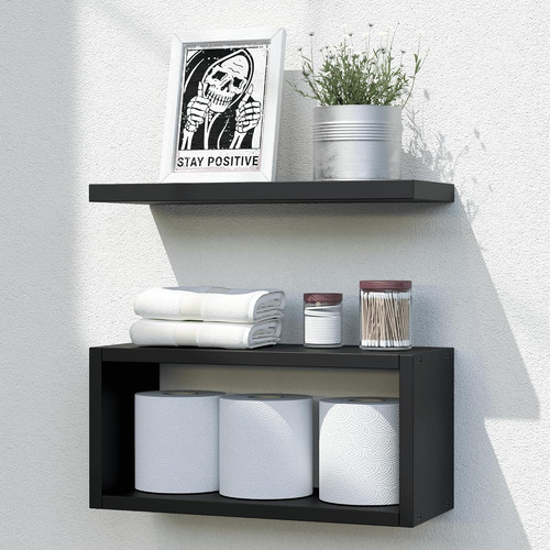 Black floating shelves - black,